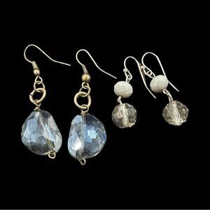 Set Of 2 AB Beaded Drop Earrings With Hook Backs For Women